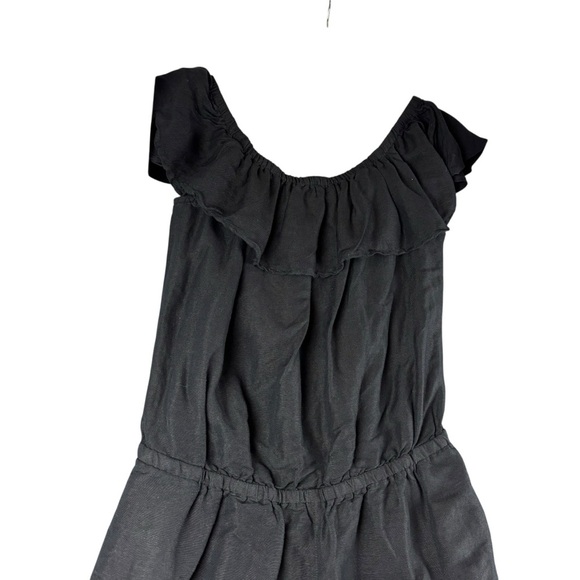 Tommy Bahama Black Ruffled Off-Shoulder Linen Blend Jumpsuit Sz L *see below - Picture 3 of 13